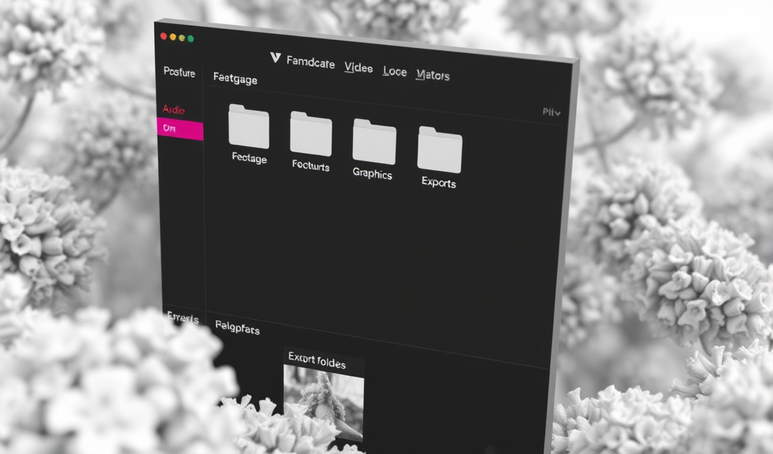 Project panel in Premiere with organized folder hierarchy and media bins