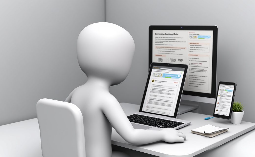 Learner viewing multiple online education platforms across different devices