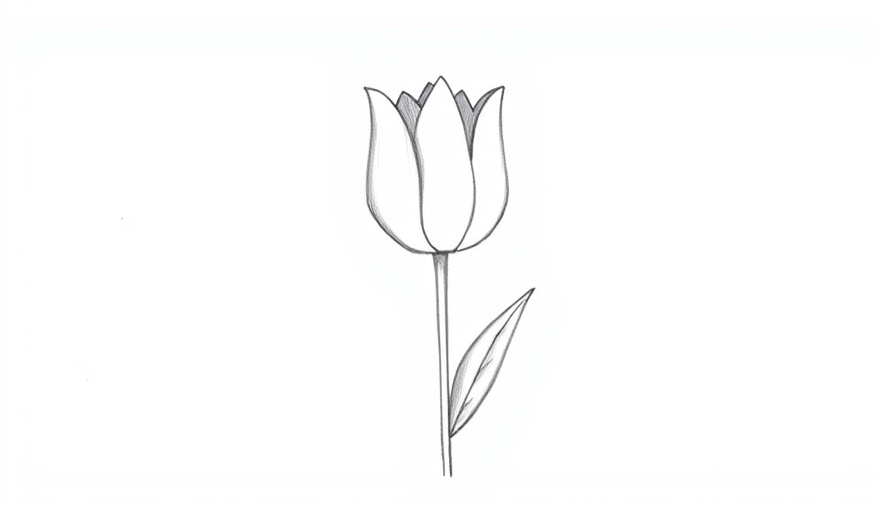 Simple line drawing of a tulip made from basic oval and stem shapes