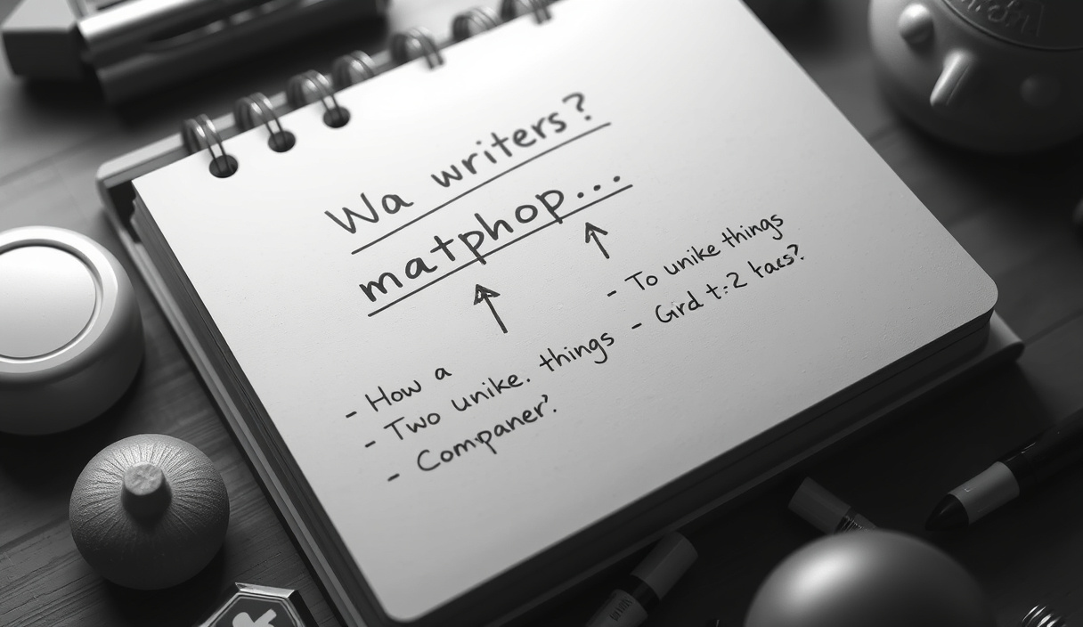 Notebook sketch showing how a metaphor links two unlike concepts
